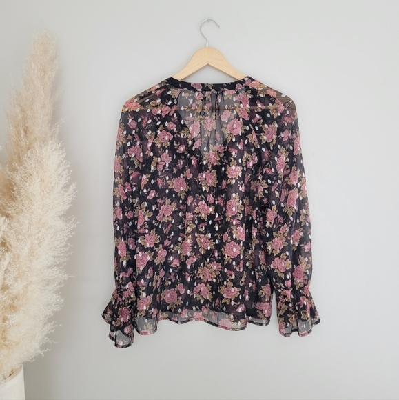 Sheer floral zara blouse size L - Picture 4 of 4